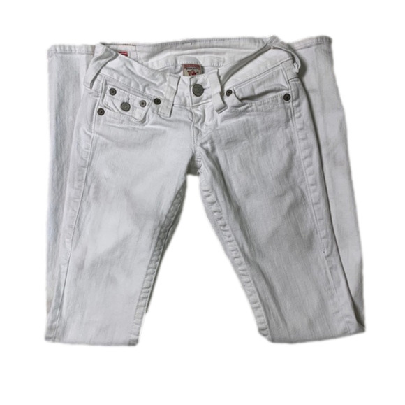 True Religion Julie Skinny Jeans Size 24 White Zip Fly 5-Pocket - Picture 2 of 8